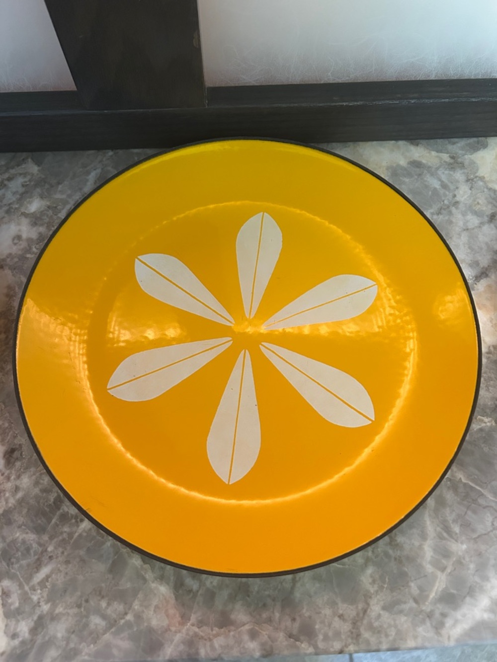 Vintage Catherineholm Lotus Yellow Enamel Plates - set of 8